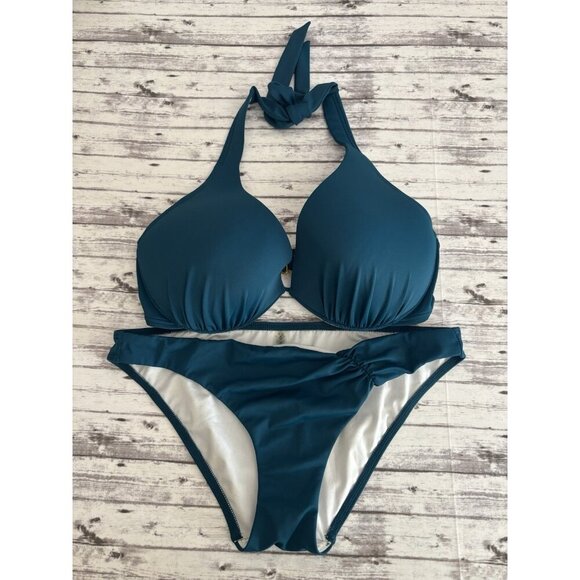 Victoria’s Secret Halter Green High Cut Bikini Size Medium/D - Picture 1 of 10